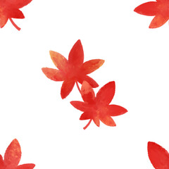Autumn leaf seamless pattern. Red leaves pattern watercolor illustration for wrapping paper, textile prints, banners, backgrounds