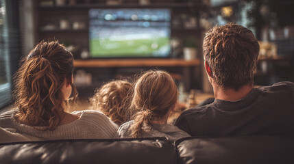 Family enjoying an exciting game together on TV. Quality time in a cozy living room! Capturing moments of togetherness and shared interests.