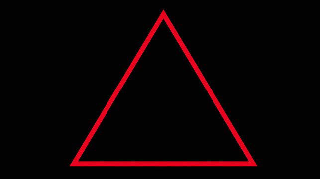 A minimalist digital illustration featuring a vibrant red triangle set against a stark black background. The simplicity creates a bold contrast.