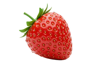 Fresh red strawberry isolated PNG on transparent background, ripe fruit with seeds for healthy...