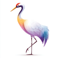 Obraz premium Elegant Watercolor Crane Bird Illustration Isolated