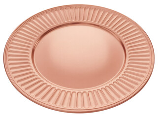Elegant rose gold charger plate isolated PNG on transparent background, decorative tableware for formal dining and special occasions