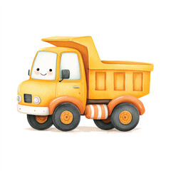 Naklejka premium Cute Yellow Dump Truck Cartoon Illustration