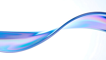 Iridescent wave of liquid against a white background