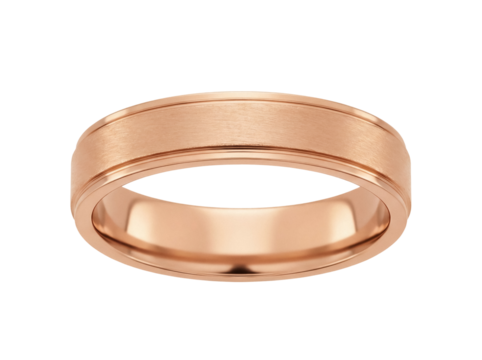 Elegant rose gold wedding band isolated PNG, classic ring for marriage proposal and engagement jewelry design on transparent background