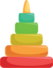 Colorful pyramid of stacked rings creating a fun and engaging playtime experience for children