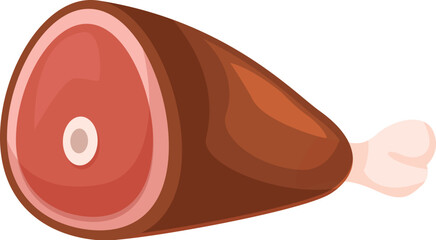 Cartoon pork meat ham leg icon representing butchery, food, protein, cooking, and meal preparation