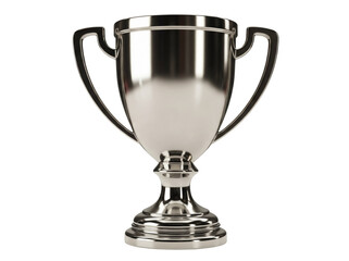Shiny silver trophy cup isolated PNG, award prize for winning competition or championship on transparent background