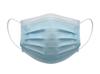 Light blue surgical face mask isolated PNG, personal protective equipment for healthcare and medical use on transparent background