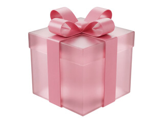Pink gift box with ribbon isolated PNG, present for birthday or special occasion on transparent background