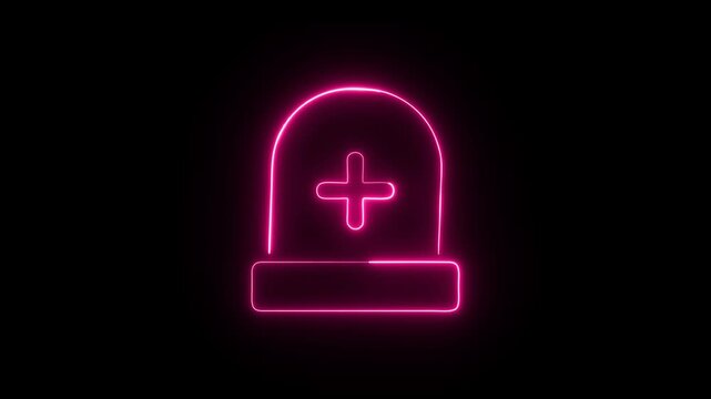 Glowing neon Emergency siren icon. Flat style emergency and ambulance symbols on the transparent background 4k video.