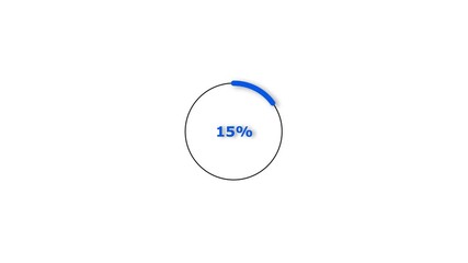 15% loading circle icon animation, on white background 4K video.