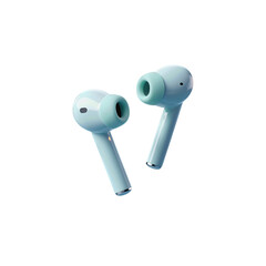 Blue Wireless Earbuds 3D Render