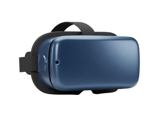 Blue VR headset isolated PNG on transparent background, virtual reality glasses for gaming and immersive experiences, modern tech