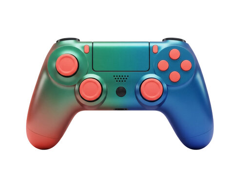 Colorful gradient gamepad PNG isolated on transparent background, modern gaming controller for console and PC games