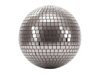 Shiny disco ball isolated PNG on transparent background, mirror ball for party, dance, celebration, and entertainment events, retro and vintage style