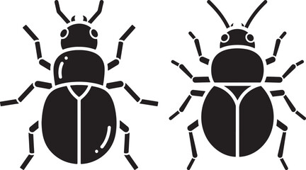 Two black beetle insect silhouettes