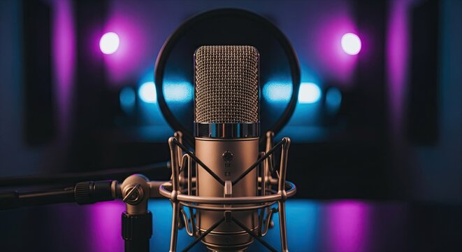 Professional studio condenser microphone for recording podcasts and streaming.