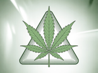 A minimalist illustration of a cannabis leaf inside a triangular warning sign.