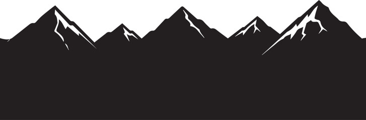 Obraz premium Mountain Range Vector Illustration with Snow Capped Peaks in Black and White