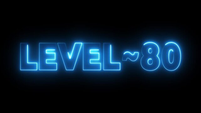 Level 80 Neon Blue Glowing Text on Black Background Achievement Unlocked Milestone Reached Gaming - Powered by Adobe
