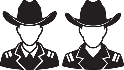 Two cowboy silhouettes wearing jackets