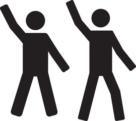 Two people waving arms silhouette