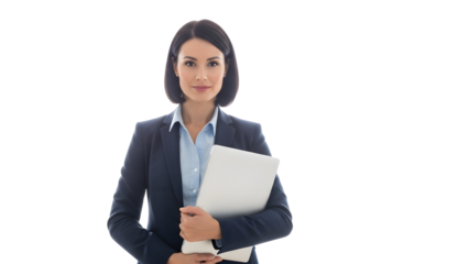 Confident Businesswoman with Laptop Professionalism and Technology Fusion