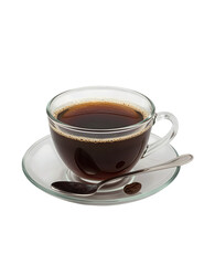 Black Coffee in Glass Cup With Spoon and Beans