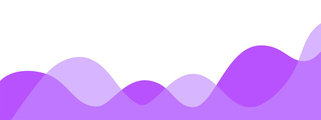 Abstract vector footer, border with layered, overlapping, wavy purple and lavender shapes 