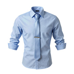 Blue Dress Shirt with Tie Clip