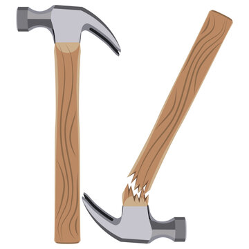 old and broken hammer vector drawing.