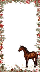 Christmas frame white background horse theme attributes