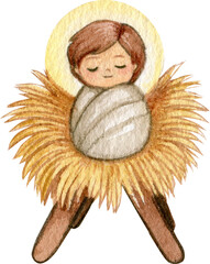 Watercolor nativity holy family christmas