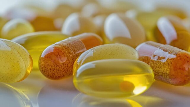 Video A close-up of a stack of various pills and capsules