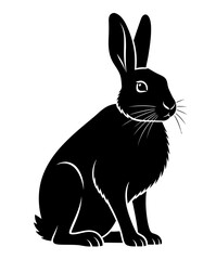 Fototapeta premium Black Rabbit Silhouette Vector Illustration for Graphic Design Print