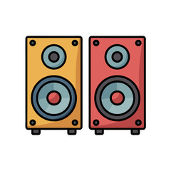 Colorful audio speakers in flat design with circular drivers  