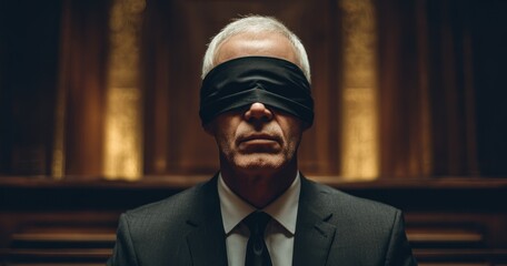 Blindfolded businessman