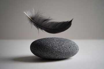 Feather Floating Above Stone