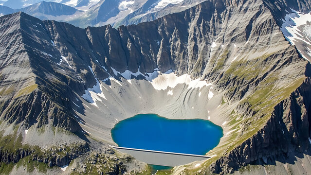 Glacial Cirque and Tarn Lake Alpine Retreat Aerial Mountain