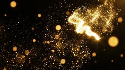 Abstract golden sparkling light trail with lens flare and bokeh effect on a dark background for celebration or magic concept - Powered by Adobe