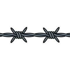 Barbed wire illustration in simple graphic style with gray color  