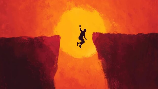 挑戦と飛躍を象徴する人物のシルエット