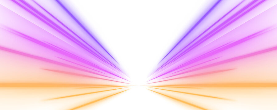 Purple and orange neon streaks swirl over a dark city skyline. The glowing trails suggest speed and futuristic urban energy. Great for digital and tech visuals. PNG