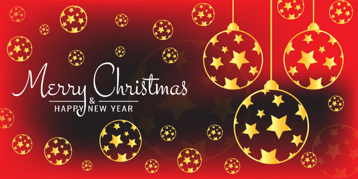 Red and gold with circle glitter balls Christmas background - Horizontal banner vector, headers for website. vector ilustration eps 10