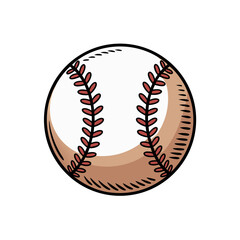 Baseball ball with red stitching and white leather surface  