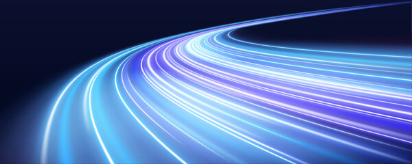 Blue neon waves flow dynamically over a transparent background. The glowing lines suggest speed, motion, and futuristic energy. Great for digital visuals.