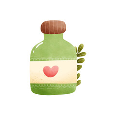 Watercolor green tea bottle PNG with soft, hand-painted details. Perfect for stickers, packaging design, menus, and aesthetic illustrations with a fresh, natural feel.