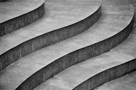Abstract stone steps with curved lines