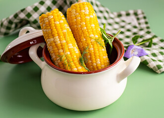 Golden corn kernels close-up natural freshness